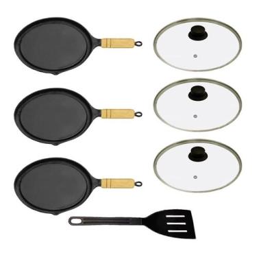 Imagem de Kit 3 Bifeteiras Antiaderente Redonda TV 23cm e Espátula - Alumínios V
