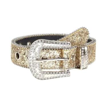 Imagem de Cinto Feminino Glamoroso Com Strass E Lantejoulas Para Calças Jeans  M