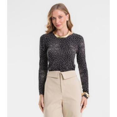 Imagem de Blusa Feminina Manga Longa Em Viscotorcion Rovitex Preto, M, Preto