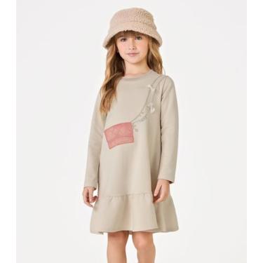 Imagem de Vestido Manga Longa Trick Nick Bege, 10, Bege