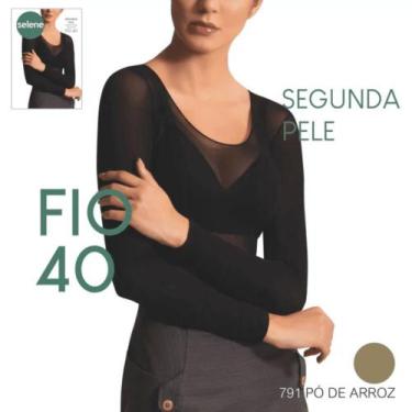 Imagem de Segunda Pele Selene Fio 40 Manga Longa Gola Decotada 9100.001, Po de a