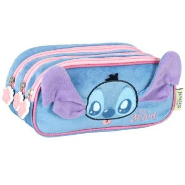 Imagem de Estojo Escolar Stitch Triplo 03 Ziper penal Original Luxcel Modelo 202