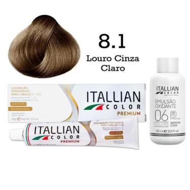Imagem de Coloração 8.1 Louro Claro Cinza + Oxi 06 Volumes 90ml  Itallian Color 