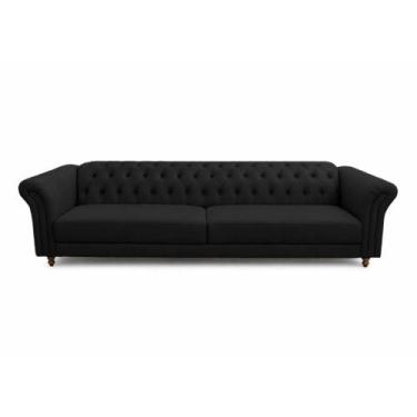 Imagem de Sofá Decorativo Sala de Estar Chesterfield 2 Lugares 180cm Couro Preto