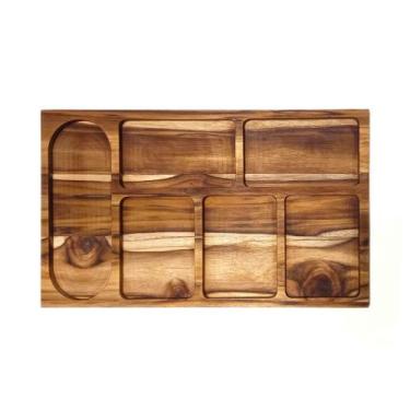Imagem de Petisqueira Astanna Madeira Teca Maciça Grande 40x25cm