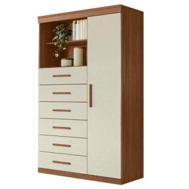 Imagem de Cômoda Multiuso 6 Gavetas 1 Porta Com Prateleiras Atena Madeirado / Ar