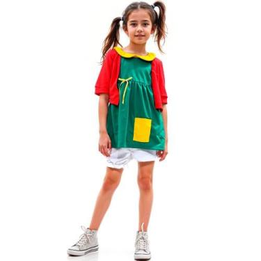 Imagem de Fantasia Carnaval Infantil pra Menina Roupa da Chiquinha Classica Luxo