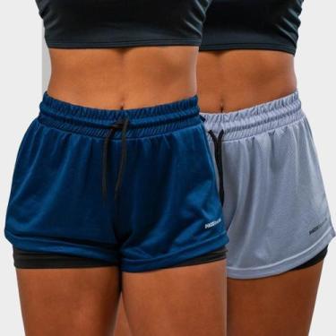 Imagem de Kit 2 Short 2 em 1 Feminino Dryfit Academia Bermuda Dupla Para Treino 
