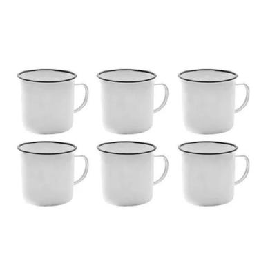 Imagem de Kit 6 Caneca Esmaltado 6cm Esmaltada Branca 150ml Para Servir - Yazi