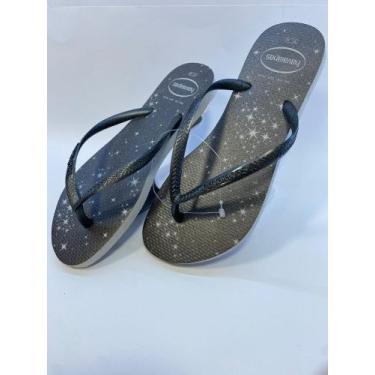 Imagem de Chinelo feminino glitter preto/prata tamanho 37 - Havaianas 