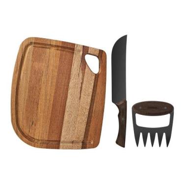 Imagem de Jogo para Churrasco com Tábua 3 Peças Tramontina Churrasco Black 22999