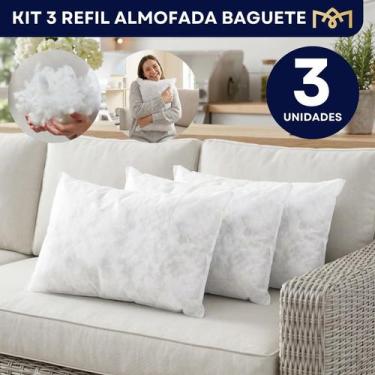 Imagem de Kit 3 Enchimento Enchimento Para Almofada Baguete Fibra Siliconada 50x