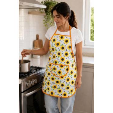 Imagem de Avental de Cozinha Estampado com Plástico - Flor de Girassol - Arte & 