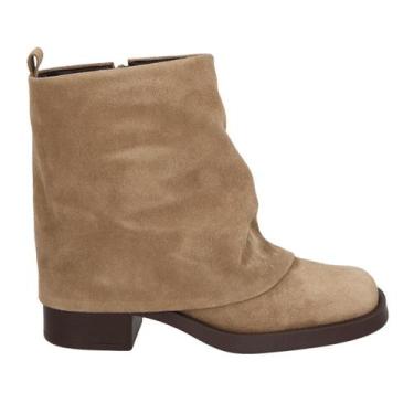 Imagem de Bota Luiza Barcelos Feminina Cano Curto Sobreposto Fendi Couro Camurça