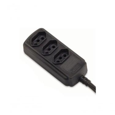 Imagem de Extensão 3 Tomadas Tripolar 20A 5 Metros Bivolt Preta Forceline