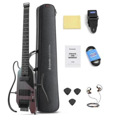 Imagem de Guitarra Portátil Donner Hush-X Pro com Efeitos Midnight Glow
