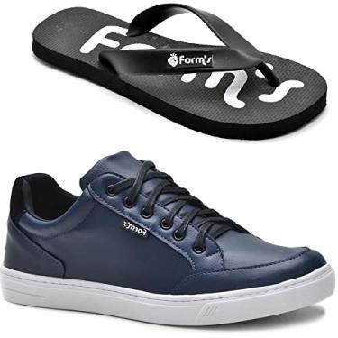 Imagem de Kit Tênis + Chinelo Form's Masculino Liso Casual Cor:Azul;Tamanho:46