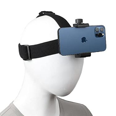 Imagem de Suporte para celular montado na cabeça, suporte para fotos ao vivo em primeira pessoa com clipe para celular (4"-7") para smartphones iPhone, Samsung e GoPro Insta360 Sony DJI Action