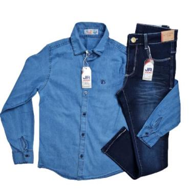 camisa jeans infantil bebê