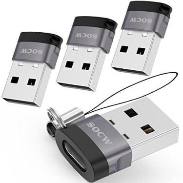 Imagem de Adaptador USB C para USB (pacote com 4), USB-C fêmea para USB macho, conversor tipo C para USB A compatível com Apple MagSafe, iPhone 11 12 13 14 Pro Max, Samsung Galaxy Note, Google Pixel etc, cinza