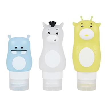 Imagem de Pacote com 3 frascos portáteis de silicone para viagem, recipientes de cosméticos à prova de vazamento, recarregáveis para condicionador, loção de lavar o corpo, protetor solar, produtos de higiene, aprovado pela TSA, frasco de creme incluído com 3 peças/conjunto (50 ml + 70 ml + 90 ml)