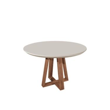 Imagem de Mesa de Jantar Bennett Redonda 115 cm Natural c/ Vidro Off White Província