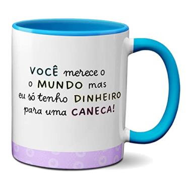 Imagem de Caneca Flork Namorados Mãos Dadas Você Merece O Mundo Mas (Azul)