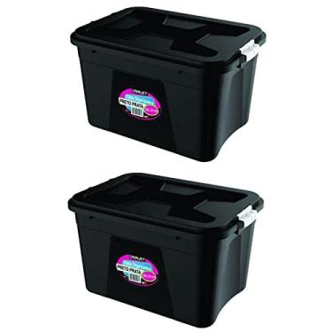 Imagem de Caixa Organizadora Preta 56 Litros c/ Travas PP Uninjet Kit 02 unid