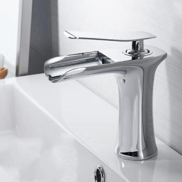 Imagem de Torneiras de bacia Torneira de banheiro Cachoeira de punho único misturador de bacia Torneira de banho Torneira antiga de bronze pia de água guindaste de prata, 8, china