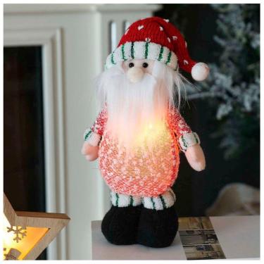 Imagem de Decoração Boneco Papai Noel Com Cachecol E Led Natalino Em Tecido 26cm
