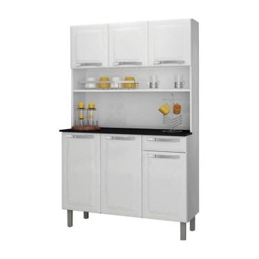 Imagem de Armário De Cozinha Rose Em Aço 6 Portas 1 Gavetas Branco