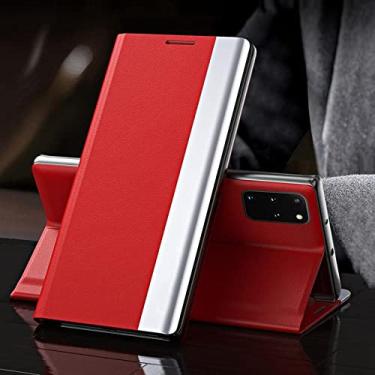 Imagem de Capa de couro magnética ultrafina e forte para Samsung S8 S9 S10 S20 S21 S22 Note 10 20 Galaxy A13 A53 A73 Capa de suporte de suporte, vermelha, para Galaxy S8 Plus