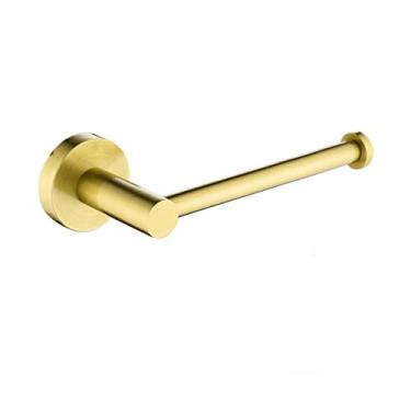 Imagem de Acessórios de banheiro de ouro escovado Suporte de escova de banheiro Suporte de papel Suporte de toalha Prateleira de roupão Gancho de roupão Anel de toalha de sabonete montado na parede, suporte de papel