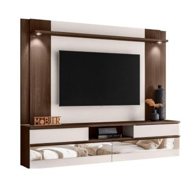 Imagem de Rack Bancada Painel Suspenso Espelho Tv 75? Chamonix Noce