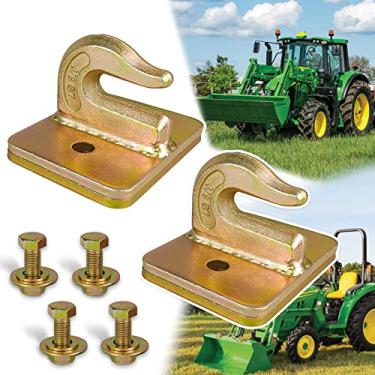 Imagem de VIAGL 2 unidades de gancho de reboque para trator de 9,5 mm grau 70 parafuso de aço forjado com suporte de gancho de reboque com placa de apoio, funciona bem para balde de trator, trailer, UTV, caminhão