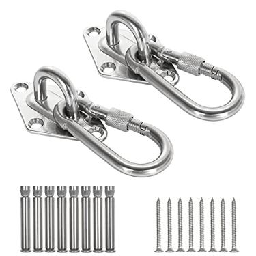 Imagem de Abuff Kit de suspensão de rede resistente de 500 kg para suportes de rede, ioga e redes brasileiras, 2 pacotes de rede para cadeira de balanço ventilador de teto gancho de saco de areia gancho de rolamento de carga rede de sombra gancho de fixação de diamante