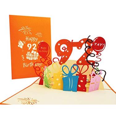 Imagem de iGifts And Cards Feliz aniversário de 92 anos com presentes cartão pop-up 3D – Noventa e dois, impressionante, balões, único, celebração, legal, Feliz Cumpleaños