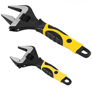 Imagem de SEUNMUK 2 peças de chave ajustável de abertura larga de mandíbula profunda, conjunto de chaves ajustáveis de encanamento de 15 cm e 25 cm com escala métrica, chave ajustável de mandíbula larga para encanamento automotivo reparo doméstico