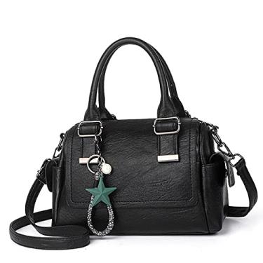 Imagem de Bolsas transversais de alça superior para mulheres bolsa de couro macio bolsa feminina grande bolsa de ombro bolsas tote, Preto