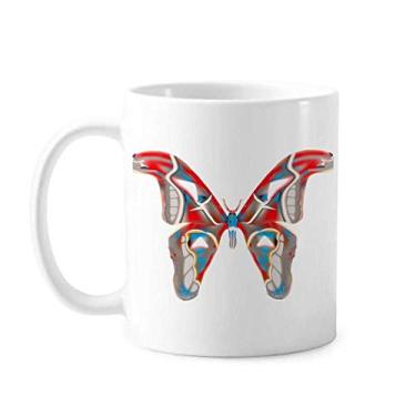 Imagem de Borboleta 3D em cor vermelha e azul caneca cerâmica xícara de porcelana café louça