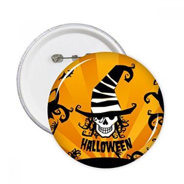 Imagem de l Marker Chapéu de feiticeiro Halloween alfinetes redondos emblema botão decoração acessório 5 peças