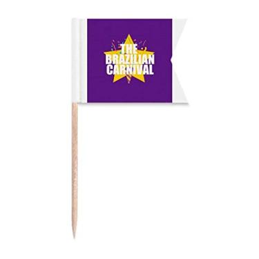 Imagem de Bandeiras de palito de palito de paixão de carnaval brasileiro, marcação de rotulagem para bolo de festa, prato de queijo