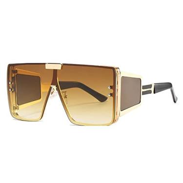 Imagem de Óculos de sol de espelho quadrado de tamanho grande de uma peça para mulheres moda perna larga liga hip hop óculos de sol masculinos, 10, tamanho único