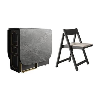 Imagem de Mesa de cozinha dobrável, mesa de centro dobrável de jantar com economia de espaço com racks de armazenamento e roda giratória de freio, conjunto de combinação de mesa e cadeira retrátil versátil/1437