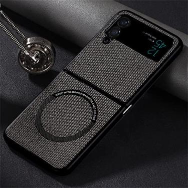 Imagem de Capa de telefone de tecido fashion para Samsung Galaxy Z Flip 3 4 Capa de carregamento sem fio magnética para Z Flip4 Zflip 3 4, cinza, para Galaxy Z Flip 4