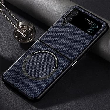 Imagem de Capa de telefone de tecido fashion para Samsung Galaxy Z Flip 3 4 Capa de carregamento magnético sem fio para Z Flip4 Zflip 3 4, azul, para Galaxy Z Flip 4