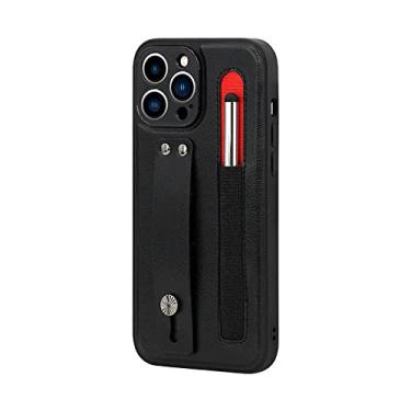 Imagem de Alça de pulso fosco cabe no estojo fino para iPhone 14 13 12 11 Pro Max Estojo resistente a quedas, preto, para iPhone 13 Mini