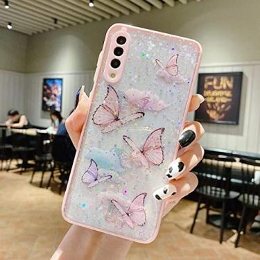 Imagem de Capa de telefone de proteção de lente de borboleta glitter para Samsung Galaxy S22 Ultra S21 S20 FE A53 A13 A52 A32 A51 Capa epóxi macia transparente, rosa, para A42 5G