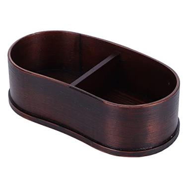 Imagem de Recipientes para preparação de refeições, lancheira de preparação de alimentos de madeira portátil à prova de vazamento com divisor para cozinha doméstica para adultos crianças adultos crianças para piquenique de viagem (lancheira antiga em forma de cintura 17*9, azul)