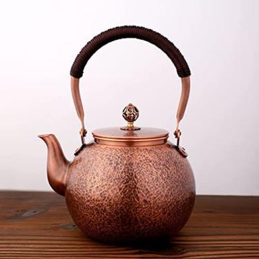 Imagem de Bule De Chá De Cobre Sólido Feito À Mão Chaleira De Fogão Bule De Chá De Cobre Gravado Grosso Chaleira De Fogão Bule De Chá Assobiando Chaleira Para Fogão Infusores De Bule De Chá Para Chá A Grane